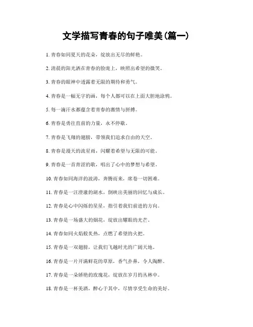 文学描写青春的句子唯美(精选两篇)