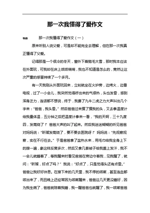 那一次我懂得了爱作文