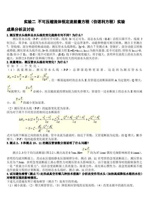 水力学实验报告思考题答案(想你所要)