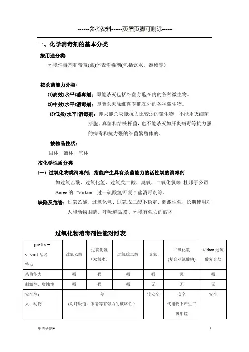 消毒剂的种类及消毒原理(内容清晰)