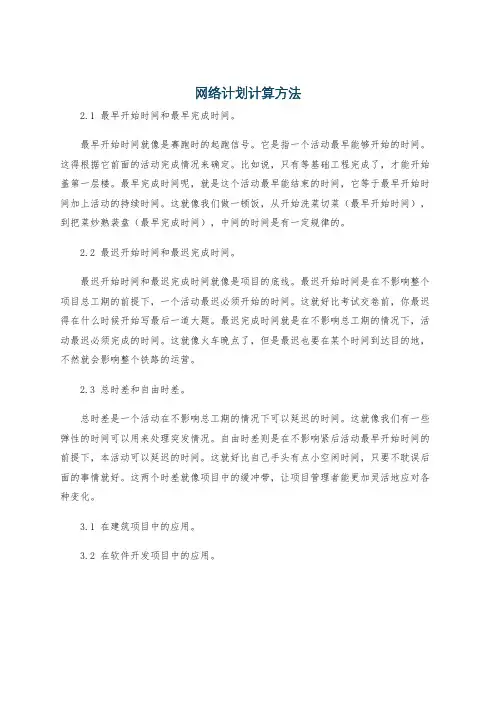 网络计划计算方法