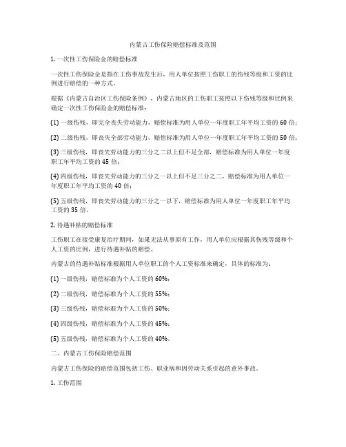 内蒙古工伤保险赔偿标准及范围