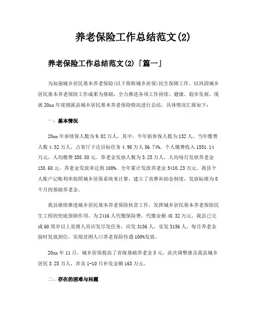 养老保险工作总结范文