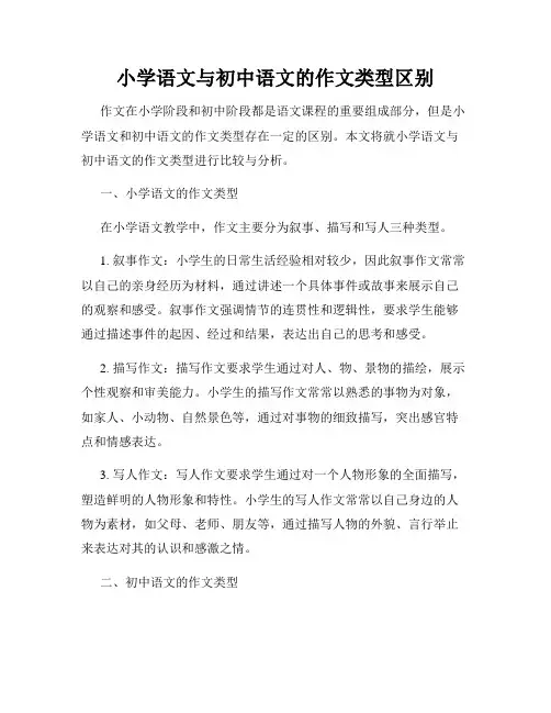 小学语文与初中语文的作文类型区别