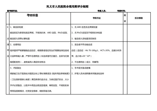 合理用血质控表