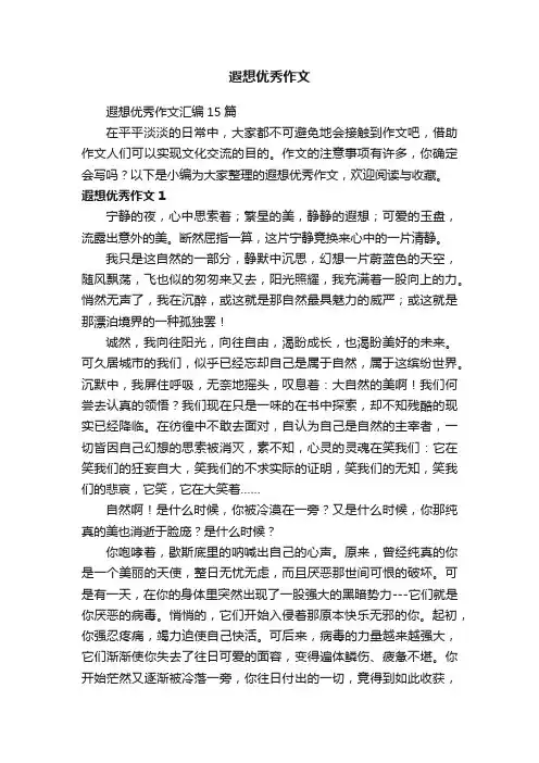 遐想优秀作文