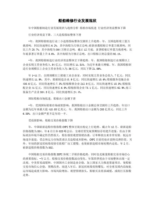 船舶维修行业发展现状