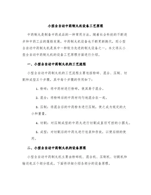 小型全自动中药制丸机设备工艺原理