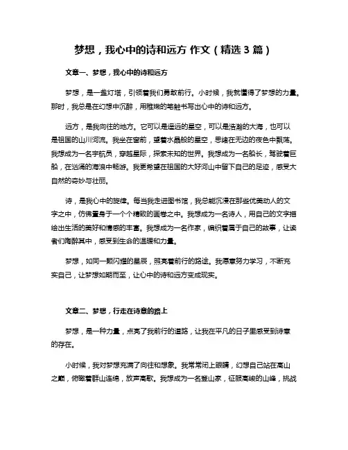 梦想,我心中的诗和远方 作文(精选3篇)