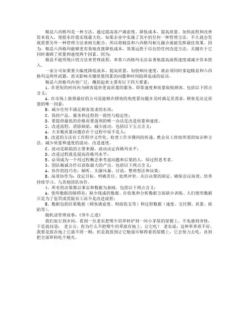 精益六西格玛的核心四大要素