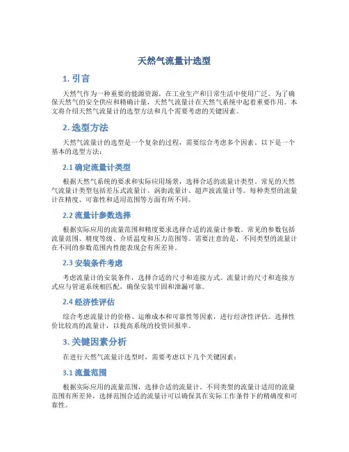 天然气流量计选型