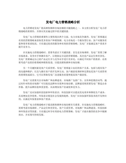 发电厂电力营销战略分析
