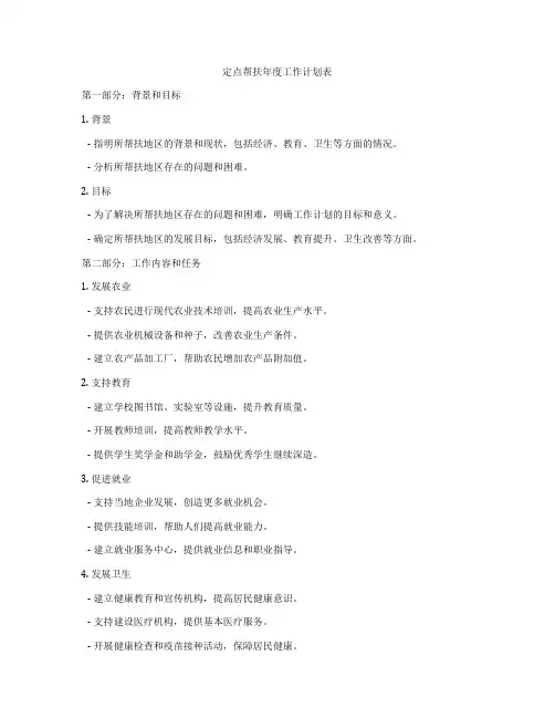 定点帮扶年度工作计划表