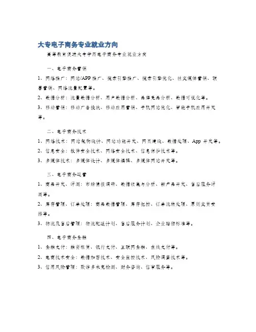 大专电子商务专业就业方向
