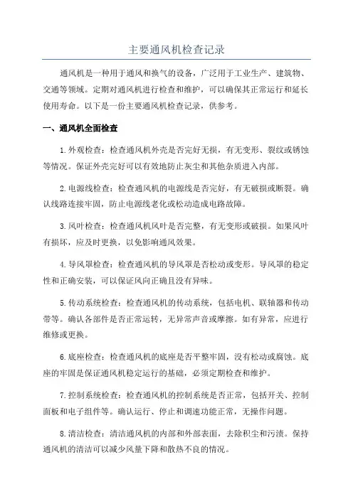 主要通风机检查记录