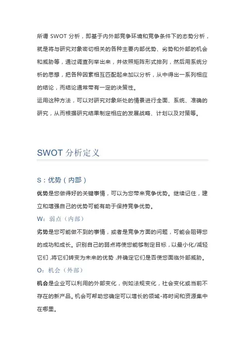 SWOT分析法表格模板