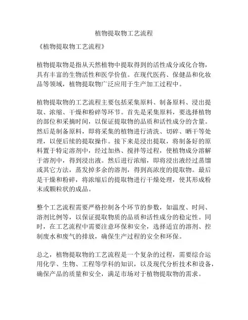 植物提取物工艺流程
