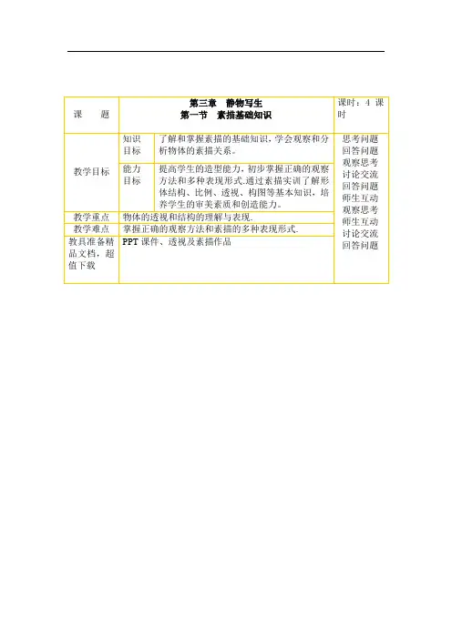 素描基础知识教案(实用)