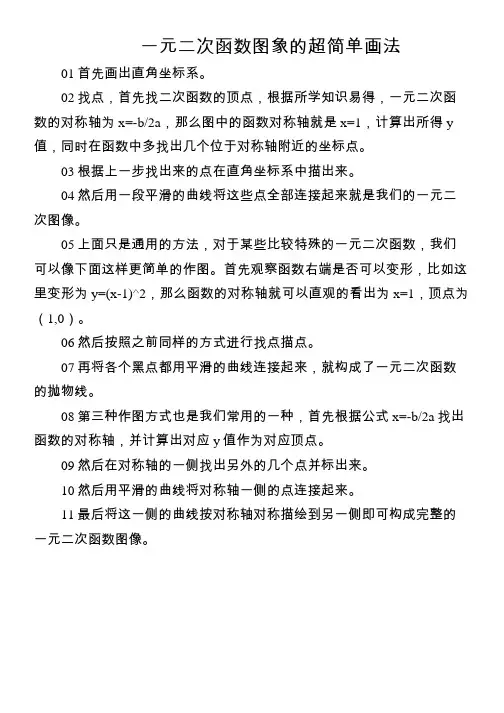 一元二次函数图象的超简单画法