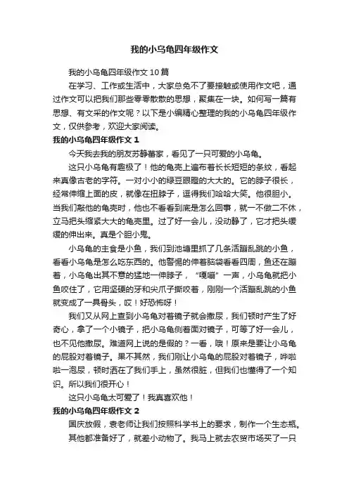 我的小乌龟四年级作文10篇