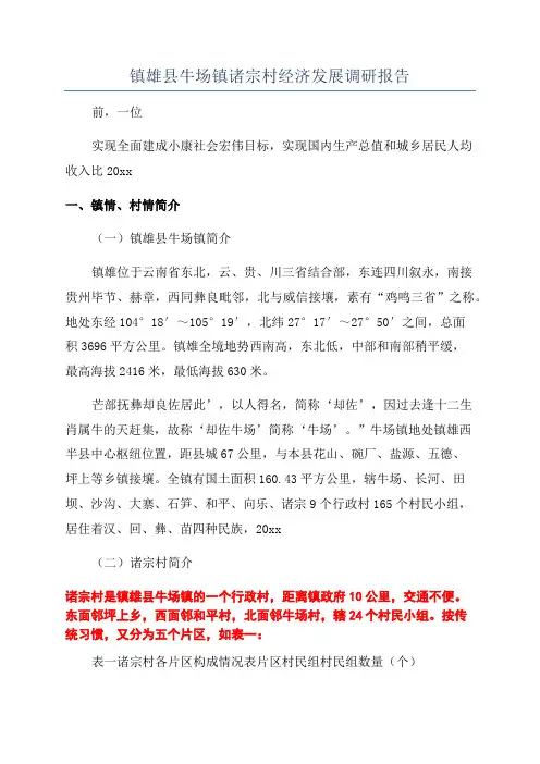 镇雄县牛场镇诸宗村经济发展调研报告