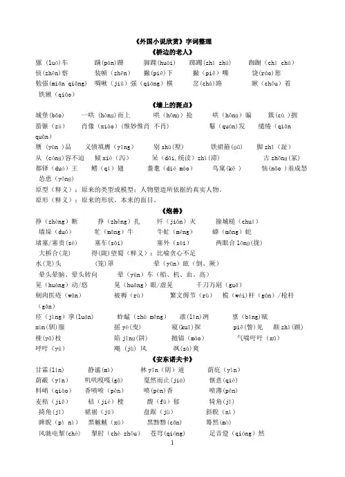 外国小说欣赏字音字形(教师版)(最新整理)