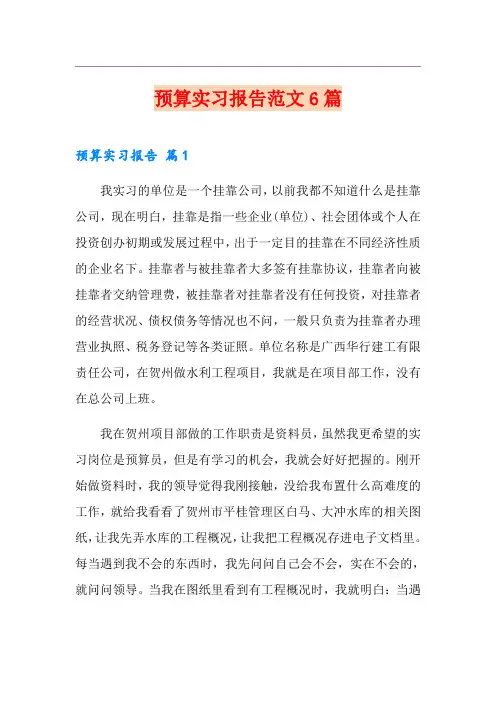 预算实习报告范文6篇