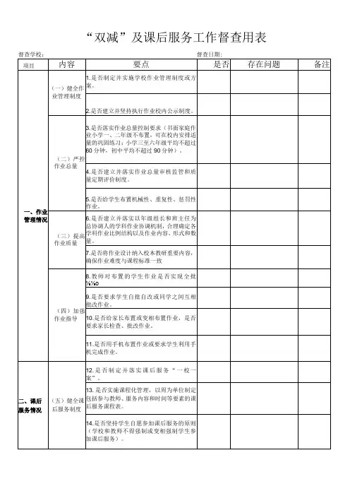 双减及课后服务督查用表模板