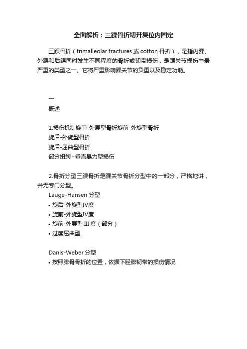 全面解析：三踝骨折切开复位内固定
