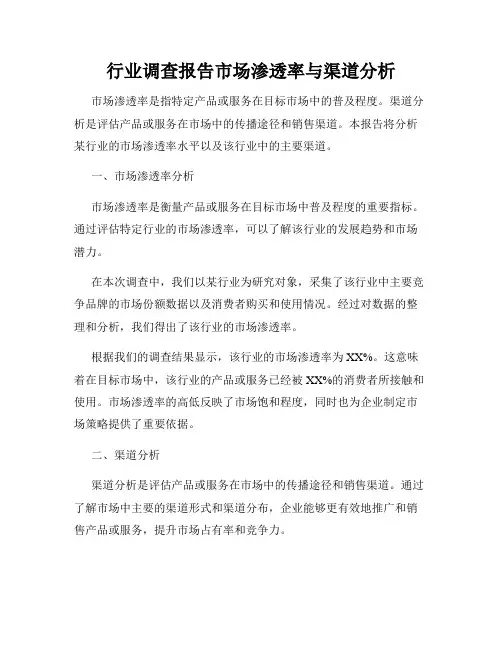 行业调查报告市场渗透率与渠道分析