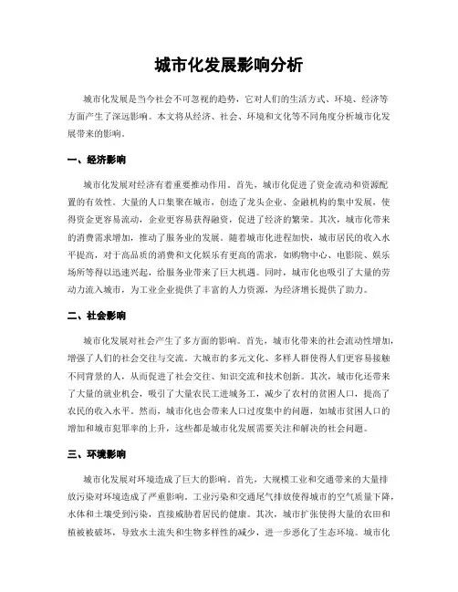 城市化发展影响分析