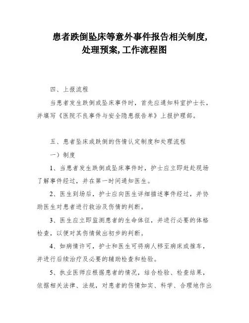 患者跌倒坠床等意外事件报告相关制度,处理预案,工作流程图