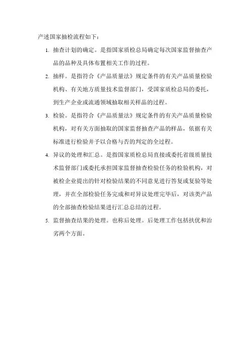 产述国家抽检流程