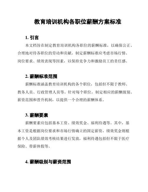 教育培训机构各职位薪酬方案标准