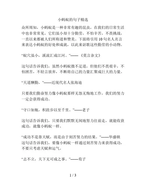小蚂蚁的句子精选