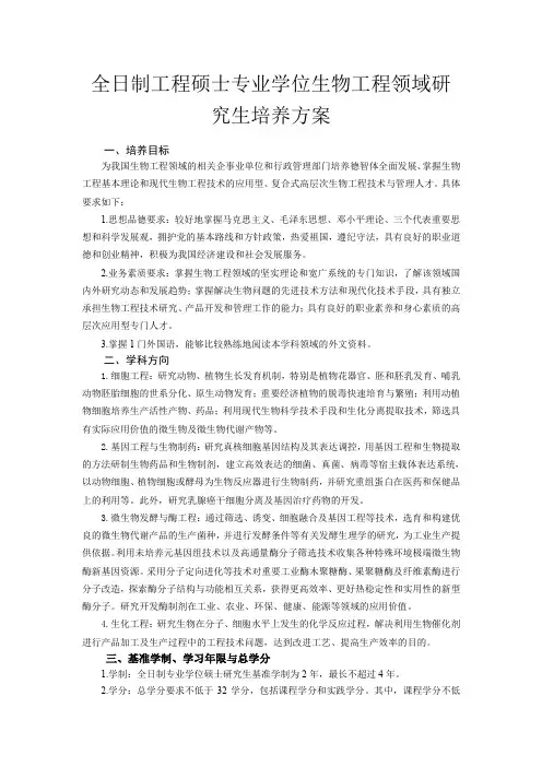 生物学学科(0710)硕士研究生培养方案
