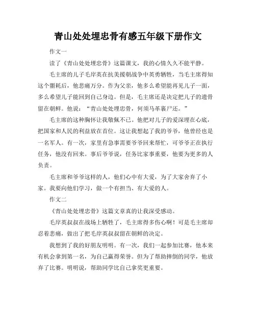 青山处处埋忠骨有感五年级下册作文