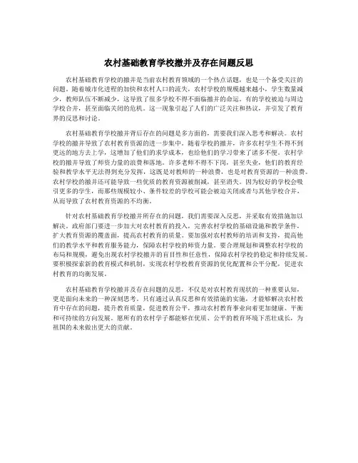 农村基础教育学校撤并及存在问题反思