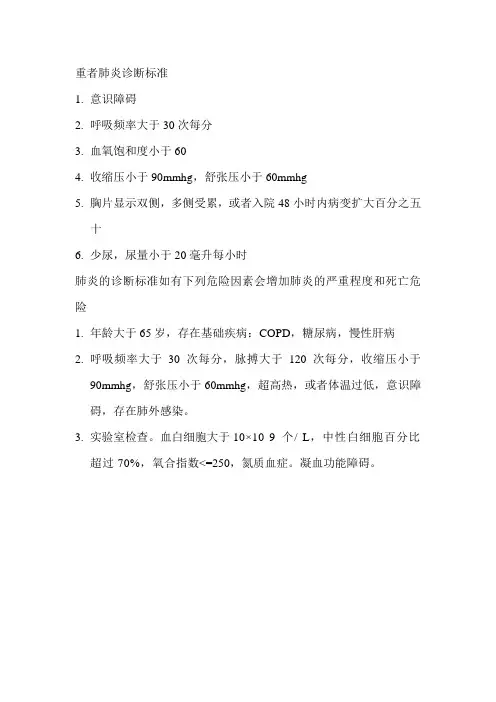 重症肺炎诊断标准