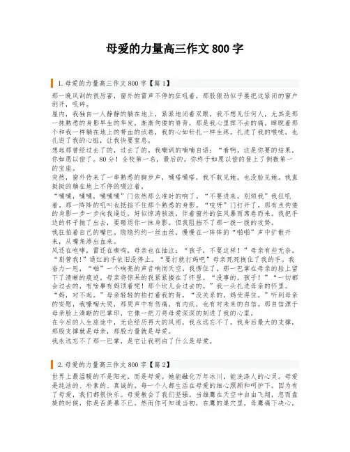 母爱的力量高三作文800字