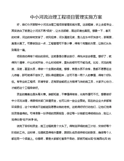 中小河流治理工程项目管理实施方案