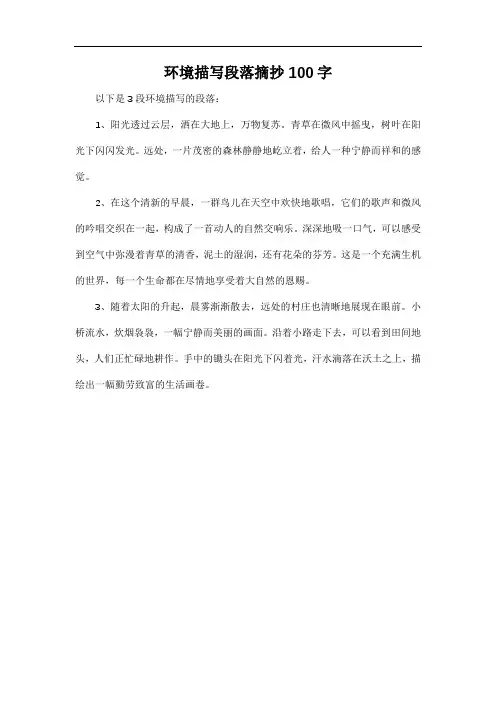 环境描写段落摘抄100字