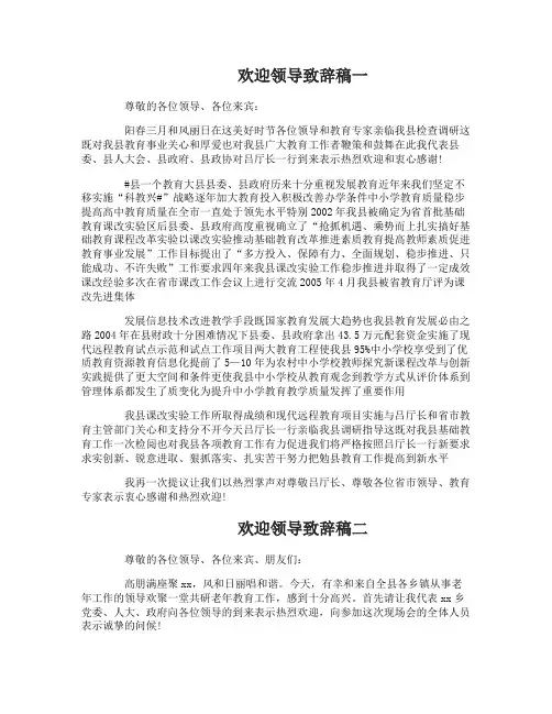 欢迎领导致辞稿精选多篇