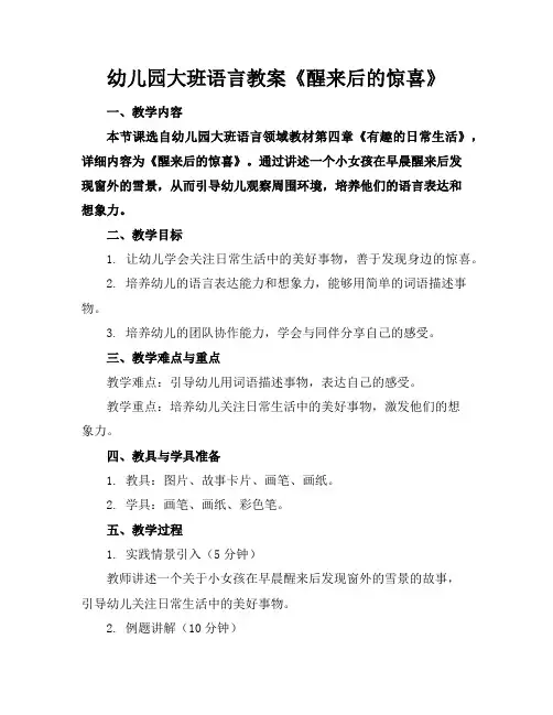 幼儿园大班语言教案《醒来后的惊喜》
