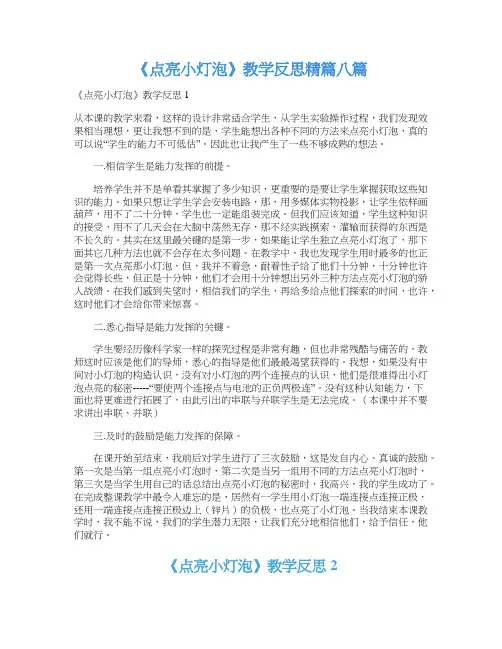 《点亮小灯泡》教学反思精篇八篇