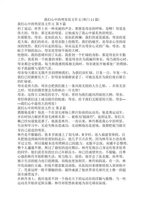 我们心中的明星范文作文(热门14篇)