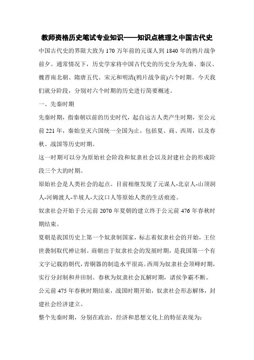 教师资格历史笔试专业知识——知识点梳理之中国古代史