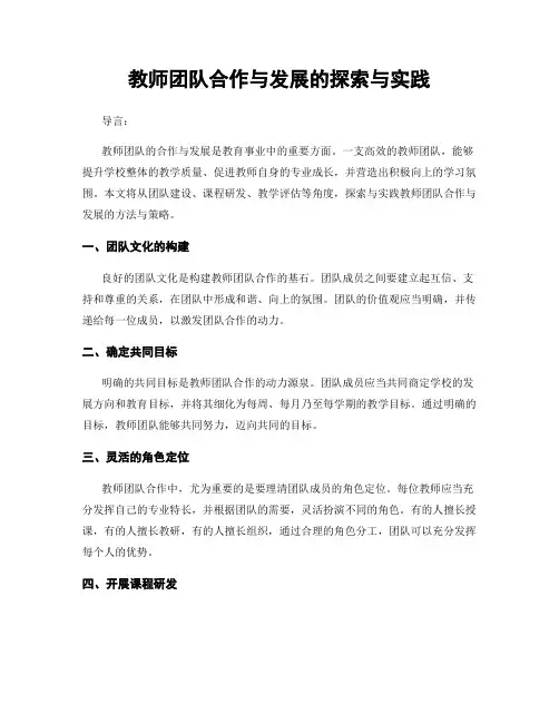 教师团队合作与发展的探索与实践