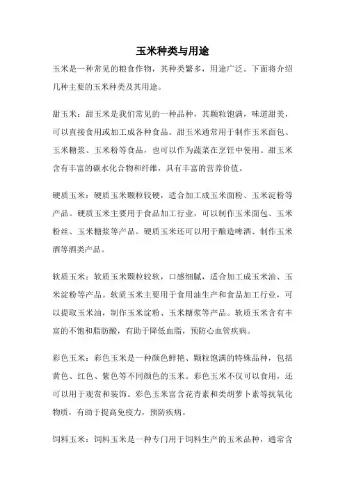 玉米种类与用途
