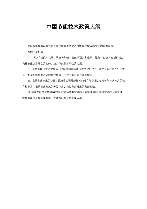中国节能技术政策大纲